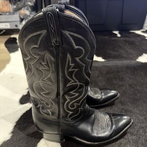 Dan Post #6940 Milwaukee Black Leather  Cowboy Boots Mens 10D HTF Pattern